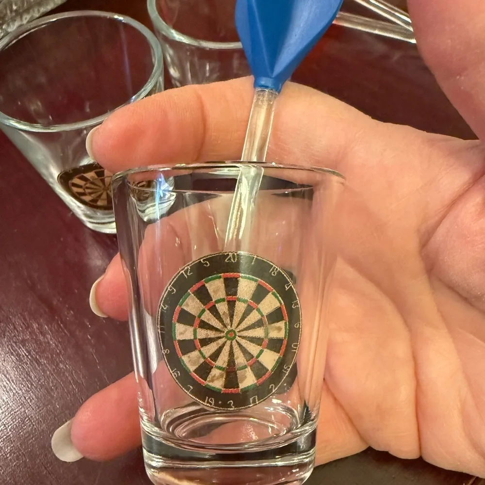 Set of 3 Dart Board Shot Glasses with Dart Stirs